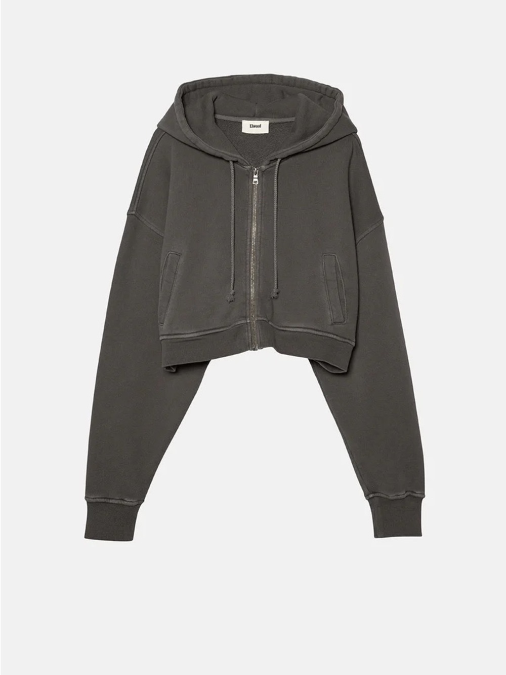 Elwood Cropped Zip Hoodie in Vintage Black